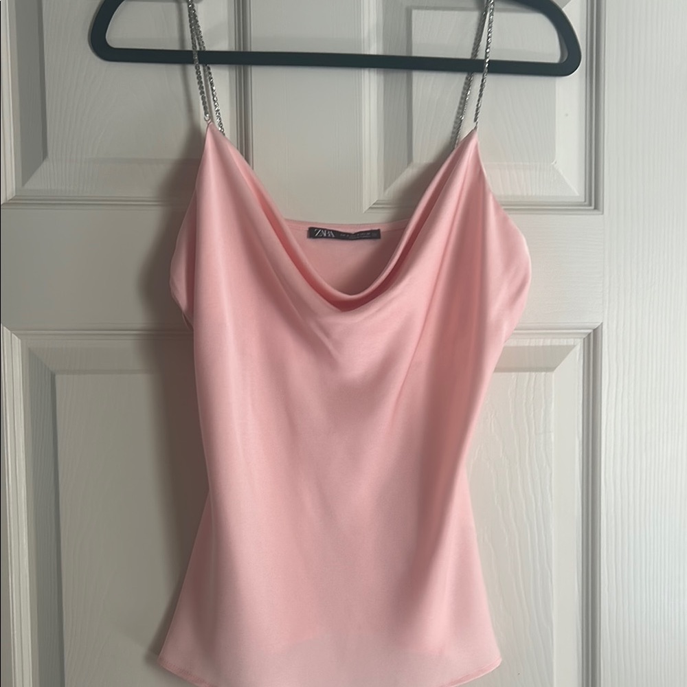 Zara Pink Asymmetrical Fitted Camisole
